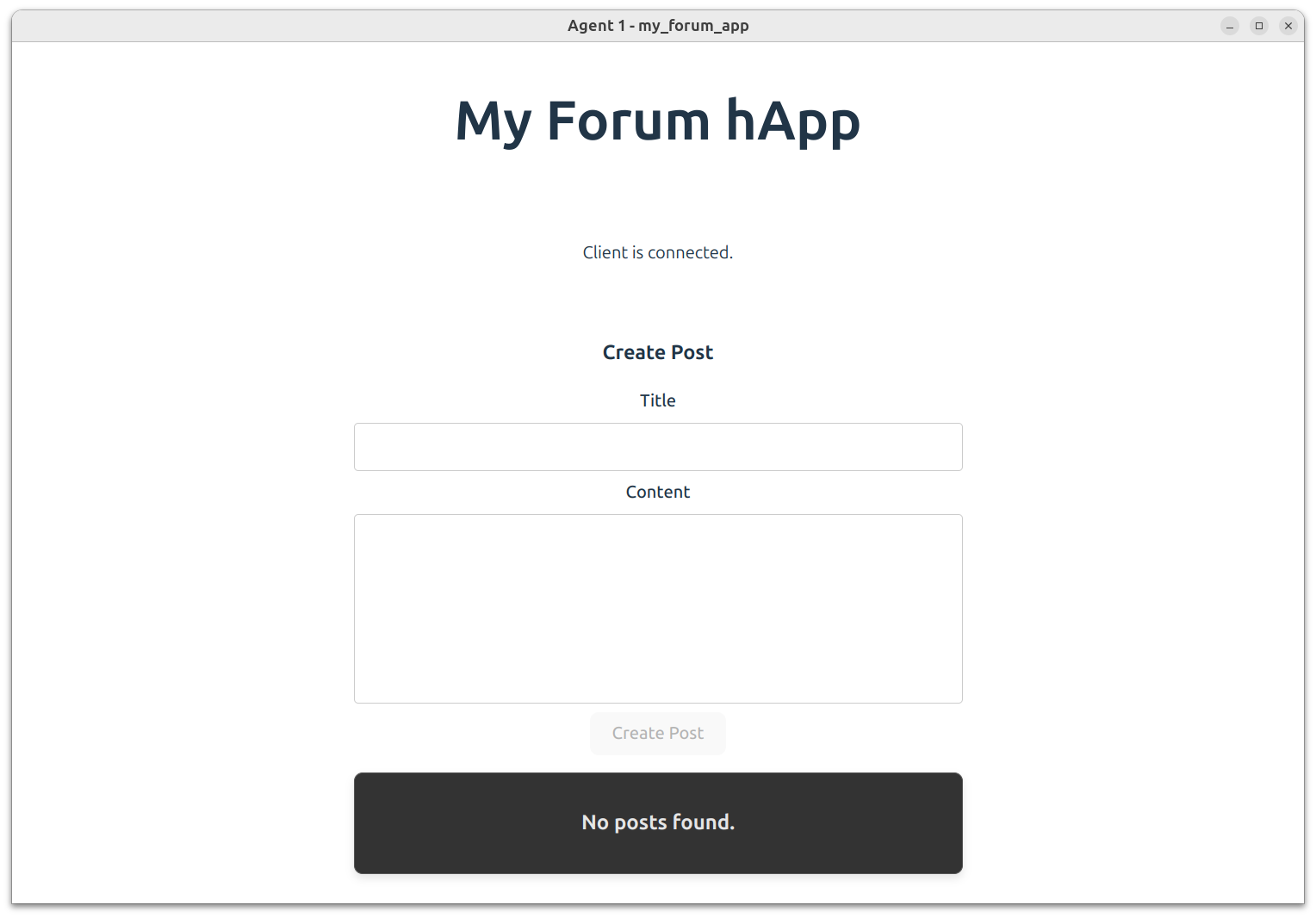 The UI after adding the CreatePost component